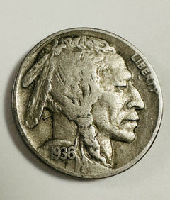 1936-D 5C Buffalo Nickel W/ Full Date , Mint Mark & Partial Horn  # BN 103