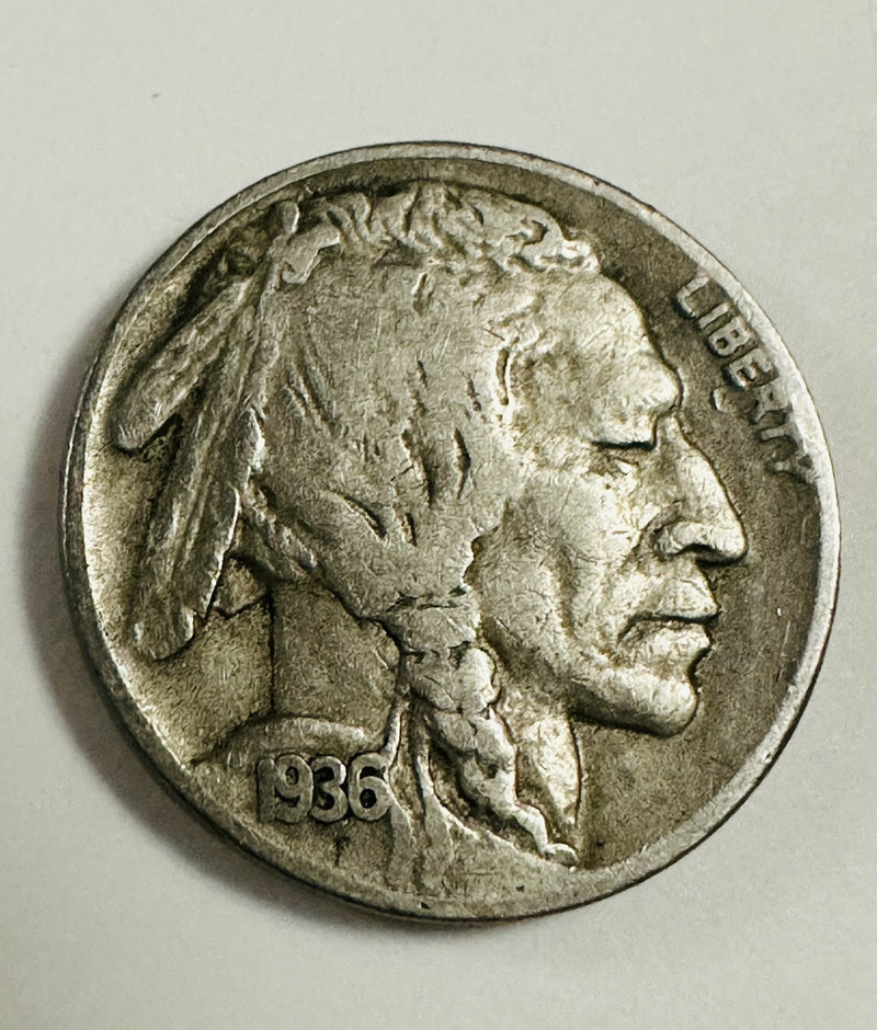 1936-D 5C Buffalo Nickel W/ Full Date , Mint Mark & Partial Horn  # BN 103