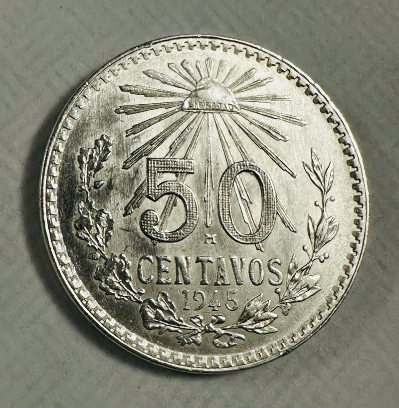 1945 Mexico Silver 50 Centavos (1-Coin) “LIBERTAD” (3 Available) Uncirculated #3