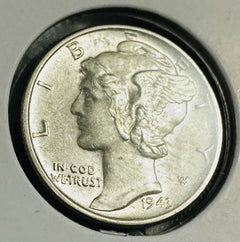1943-P FSB Mercury 90% Silver Dime  Gem BU Lustrous  # MD 1943P  LFW