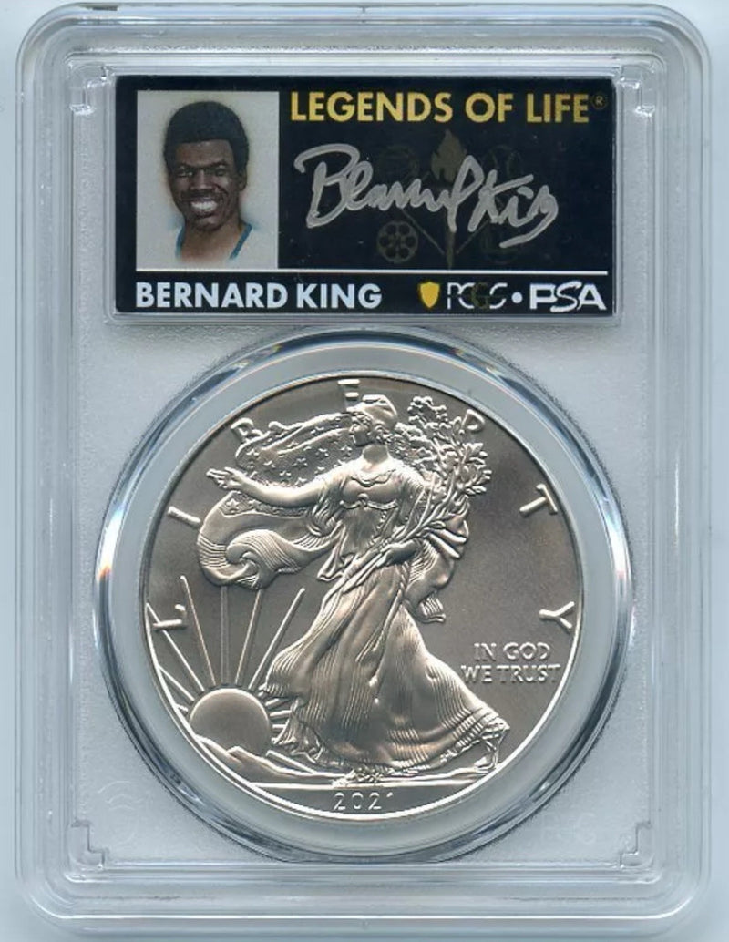 2021 $1 Silver Eagle T1 Emergency Issue FS  PCGS MS70 Legends Life Bernard King