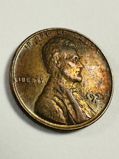 1937 P Lincoln Wheat Cent AU++ With Amazing Color Toned # LWP 1937-P ACT