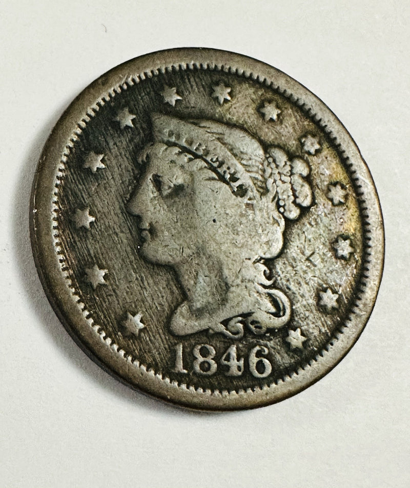 1846 Braided Hair  Large Cent  Bold Dated As Pictured # BHLC 1846 BD