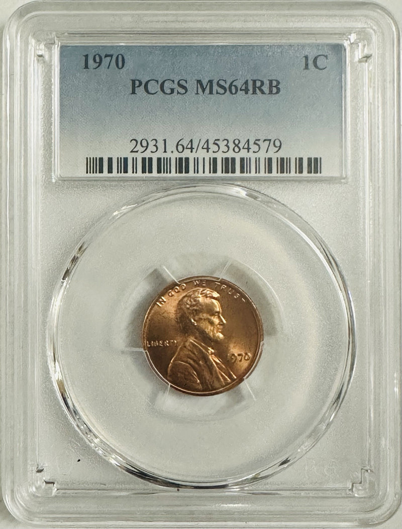 1970 lincoln cent PCGS MS64RB( Rare Find In Red Brown) # OA94