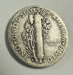 1937 D Mercury Dime circulated 90% Silver  Fine-F to Very Fine-VF As Shown # MD3