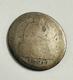 1891  Seated Liberty Dime Circulated With Full Date As Pictured  # SLD 1891 CAP