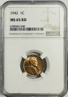 1942-P NGC MS65 Lincoln Wheat Cent Red Uncirculated (lowest Price) #OA 90