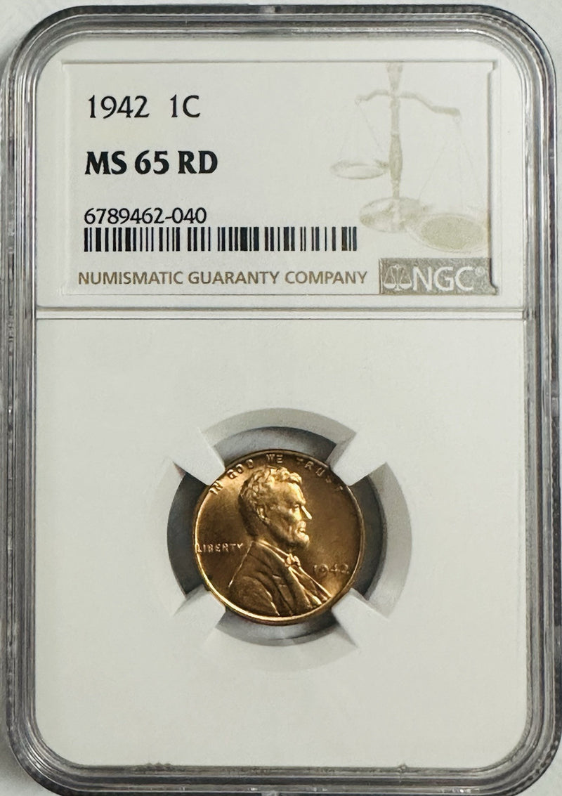 1942-P NGC MS65 Lincoln Wheat Cent Red Uncirculated (lowest Price) #OA 90