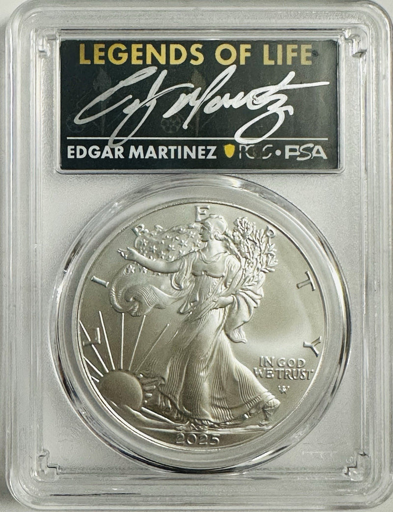 2025 $1 American Silver Eagle 1oz PCGS MS70 FS Legends of Life Edgar Martinez