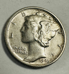 Lot Of 2 Silver Mercury Dimes AU (1943 & 1944) As Shown # MSD -(2)