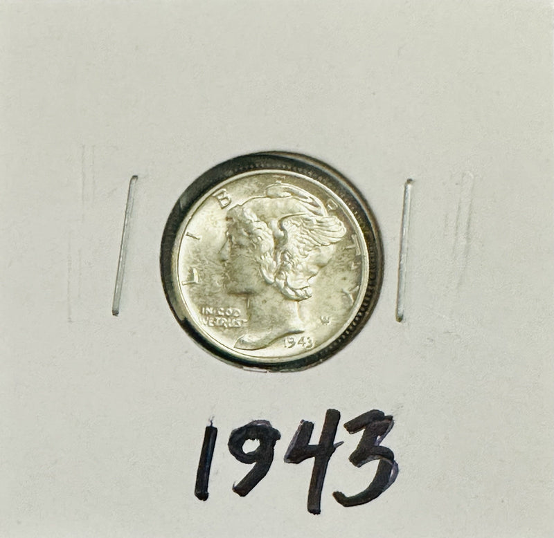 1943-P FSB Mercury 90% Silver Dime  Gem BU Lustrous  # MD 1943P  LFW