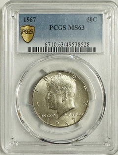 Lot Of 2 Silver (40%) Kennedy Half Dollar (1967 & 1968-D MS63 & MS65) # OA 101