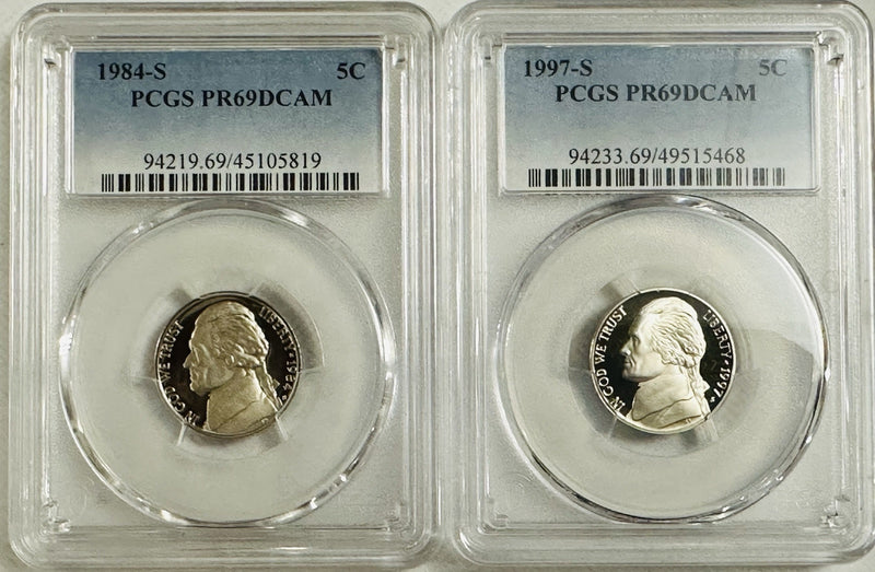 lot of 2 Jefferson nickel (80's & 90's ) As Pictured (PCGS Book Value $30) #OA99