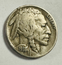1938-D Buffalo Nickel Full Date & Bold Mint Mark FAST LOW  SHIPPING! # BN FD BMM