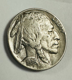 1936-P Buffalo Nickel XF W/ Full Date & Almost Full Horn As Pictured # BN 213