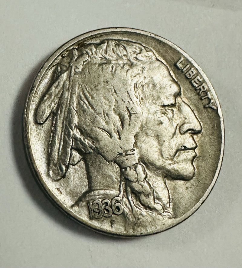 1936-P Buffalo Nickel XF W/ Full Date & Almost Full Horn As Pictured # BN 213