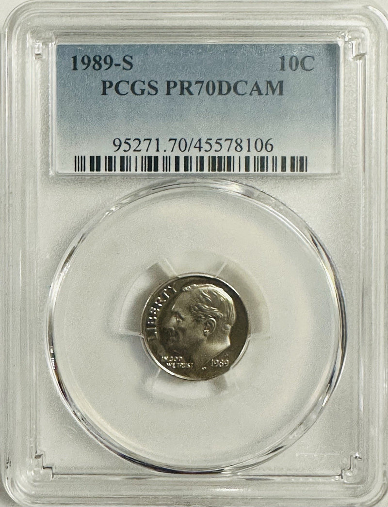 1989-S Roosevelt Dime PCGS PERFECT PR70DCAM ( Highest Grade) (Low Price) BX 10