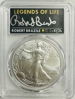 2025 $1 American Silver Eagle 1oz PCGS MS70 FS Legends of Life Robert Brazile