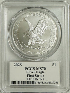 2025 $1 American Silver Eagle 1oz PCGS MS70 FS Legends of Life Elvin Bethea