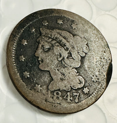 1847 Braided Hair Large Cent Penny - Nice Coin- As Pictured # BHLC 1847 NCAP
