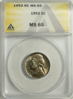 Lot Of 2 1952 & 1953-S Jefferson Nickel ANACS MS65 As Shown # OA 109