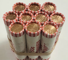 2022 P LINCOLN CENTS 50 PENNIES ROLL STILL IN ORIGINAL BANK WRAP GEM BU AS SHOWN